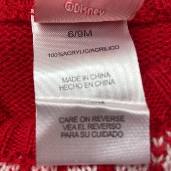 Disney Baby Girls Red Mickey & Minnie Christmas Sweater Size 6-9 Months NWOT - Picture 10 of 15